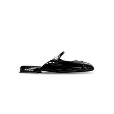 MIU MIU MARY JANE PATENT LEATHER FLAT MULES 